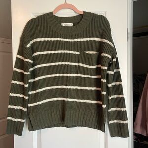 Wild Fable Olive and White Striped Sweater